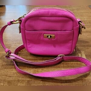 J. Crew Hot Pink Leather Crossbody Bag